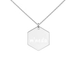 Engraved Silver Hexagon Necklace - Mamneda Store