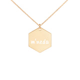Engraved Silver Hexagon Necklace - Mamneda Store