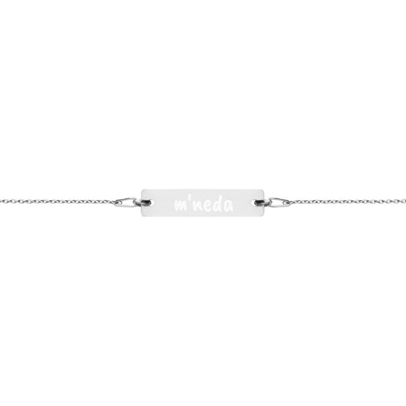 Engraved Silver Bar Chain Bracelet - Mamneda Store
