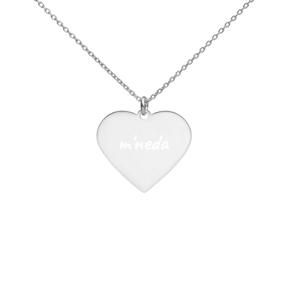 Engraved Silver Heart Necklace - Mamneda Store